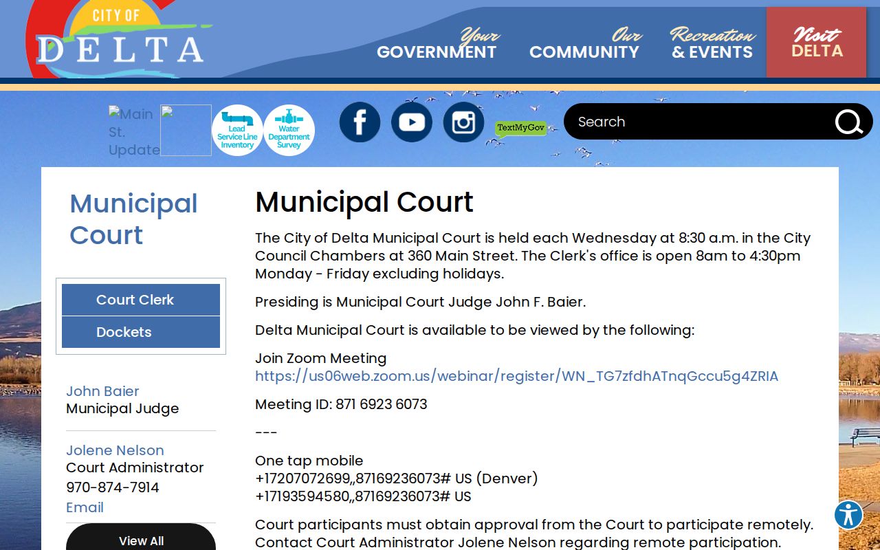 Delta County court dockets and City of Delta Municipal Court schedule