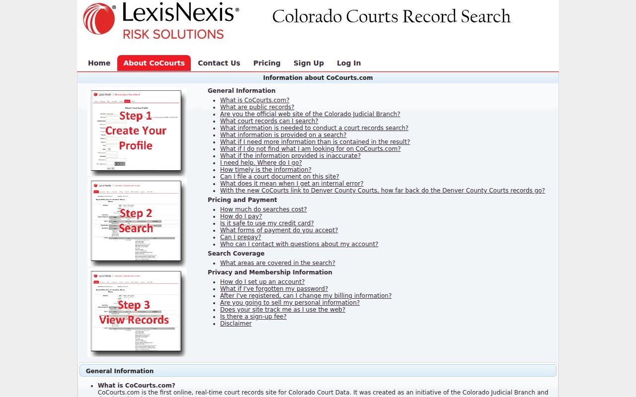 Delta County court records CoCourts register of actions source information