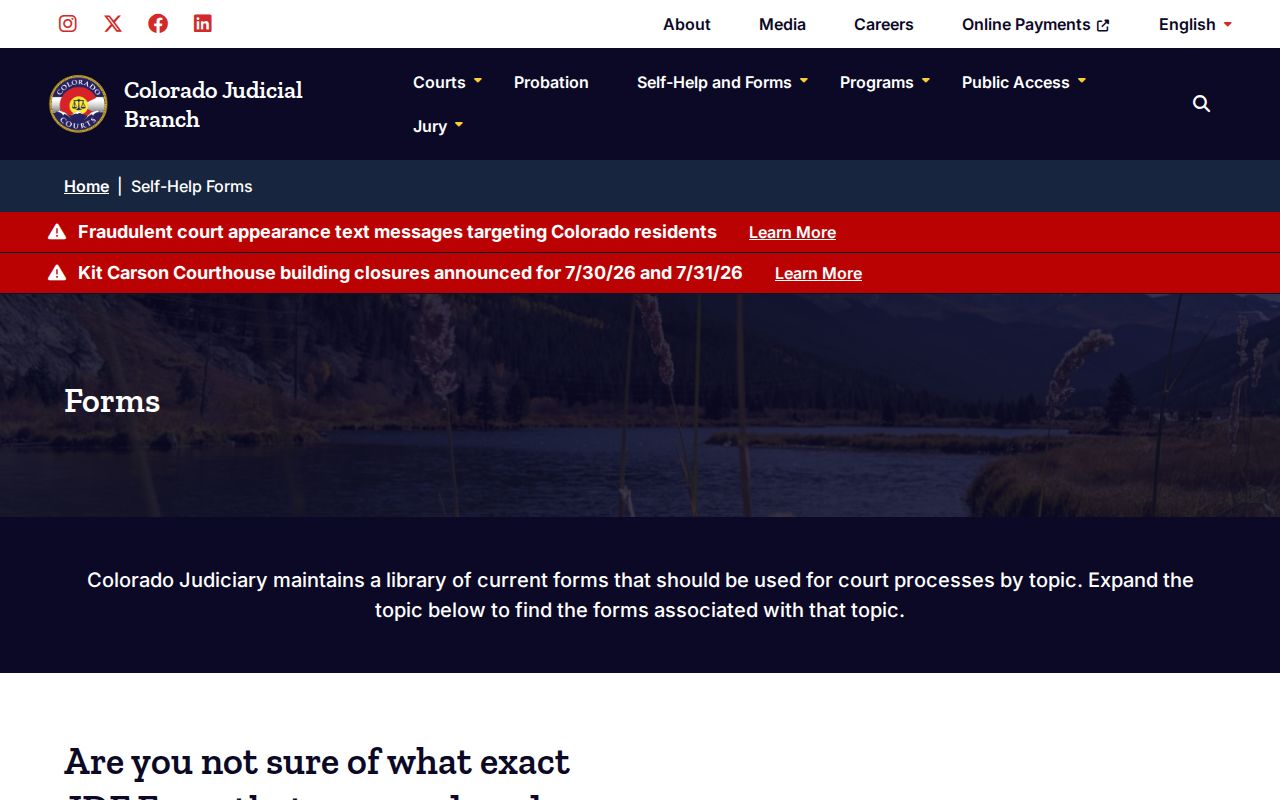 Delta County probate records Colorado Judicial Branch probate forms